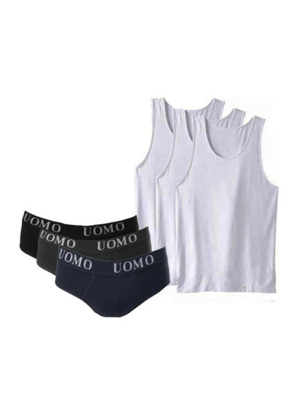 Uomo FB1017 Ανδρικές Φανέλες Αμάνικες σε Λευκό Χρώμα 6Pack